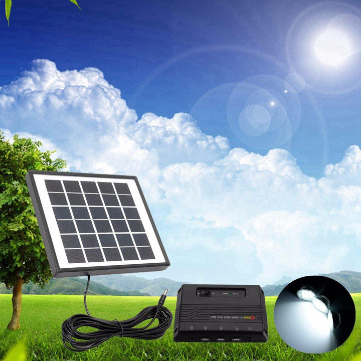 4W 6V Solar Panel + 3x LED Light USB Charger + Power Bank Home Garden System Kit - MRSLM