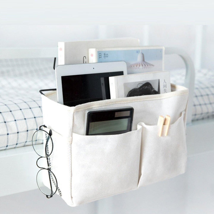 Bedside Hanging Basket Canvass Pocket Sundry Storage Bag Large-capacity Organizer - MRSLM