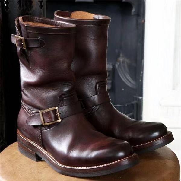 Flat-bottomed Wedge Mid-tube All-match Casual Fashion Men's Boots - MRSLM