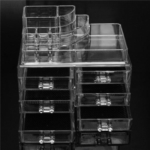 6 Drawer Clear Acrylic Make Up Organizer Drawers Cosmetic Display Holder Case Storage 2 Layer - MRSLM