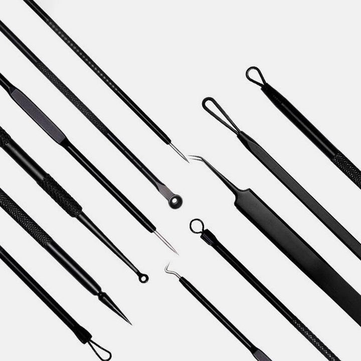 11 Pcs Acne Remover Tool Set Stainless Steel Double-Head Acne Needles Remove Acne Fat Particles Tool - MRSLM