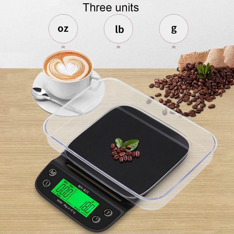 WH-B25L Coffee Scale 3kg/0.1g Coffee Scale with Timer Portable Electronic Digital Kitchen Scale High Precision LCD Scales - MRSLM