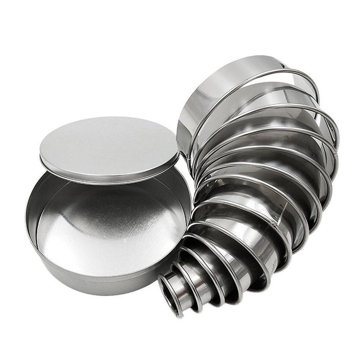 12Pcs DIY Round Stainless Steel Mousse Circle Ring Molds Cake Cookie Pastry Baking Cutter Mould Set - MRSLM