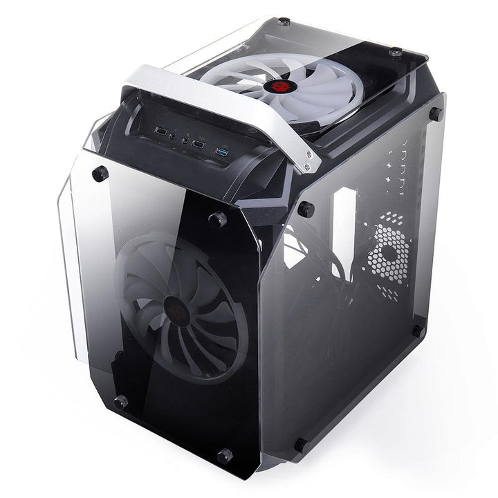 Coolman Gorilla Tempered Glass ATX Computer Gaming Case Water Cool Air Cool PC Case with Two 200mm Cooling Fan - MRSLM