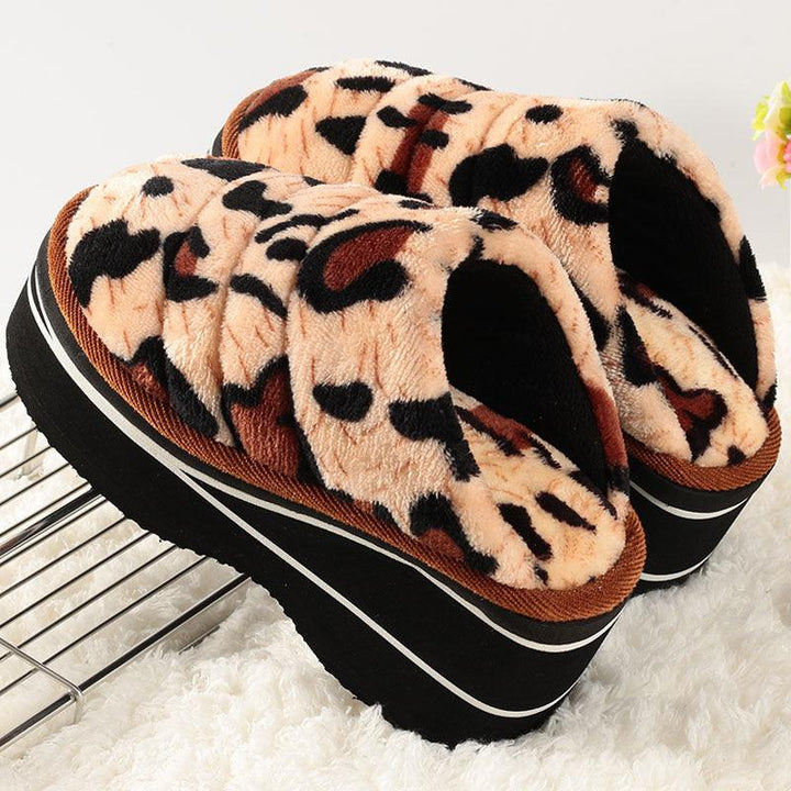 Winter Home Indoor High-heeled Cotton Slippers Women's Thick-soled Non-slip - MRSLM