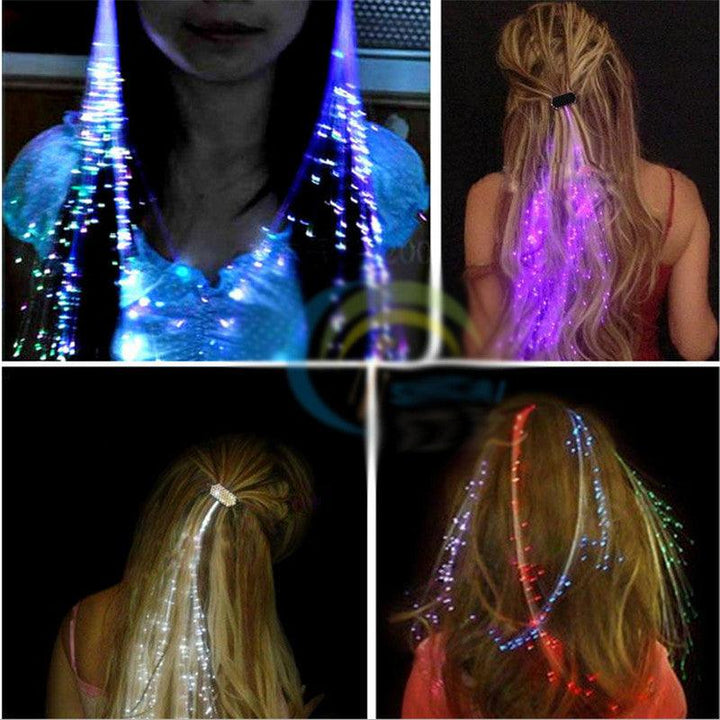 Flash LED Hair Braid 40CM Decorative Valentines Gift Party Light-Up Optic Fiber Extension Barrette - MRSLM