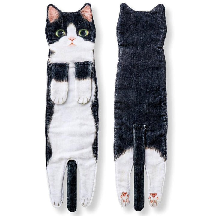 Cat Hand Towels Long Cat Shape Wipe Handkerchiefs Bath Towels For Bathroom Kitchen - MRSLM