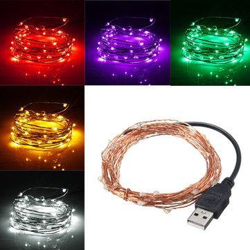 5M 50 LED USB Copper Wire LED String Fairy Light for Christmas Xmas Party Decor - MRSLM
