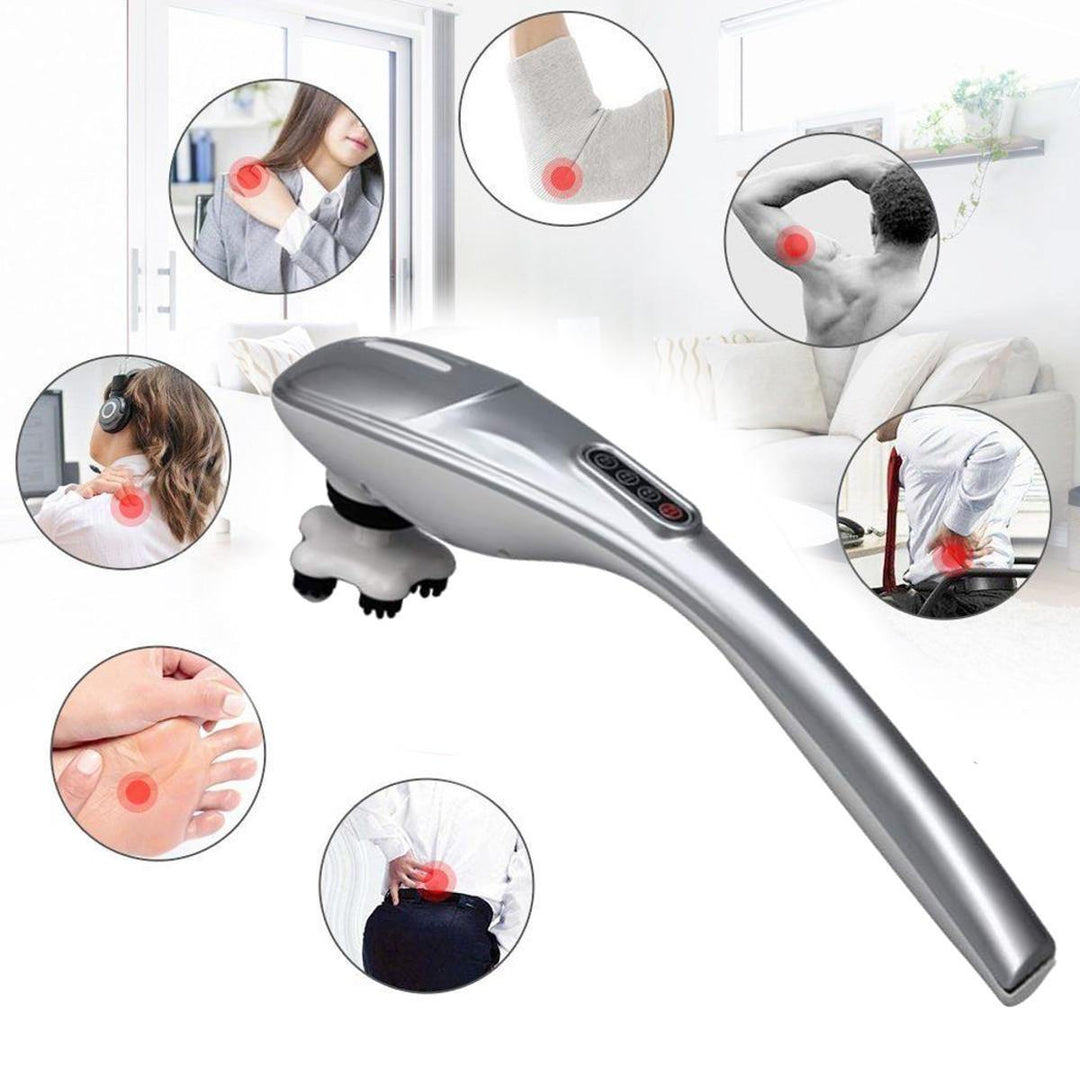 Auto Electric Massager Handheld Body Neck Back Foot Vibrating Therapy Machine with 5 Head - MRSLM