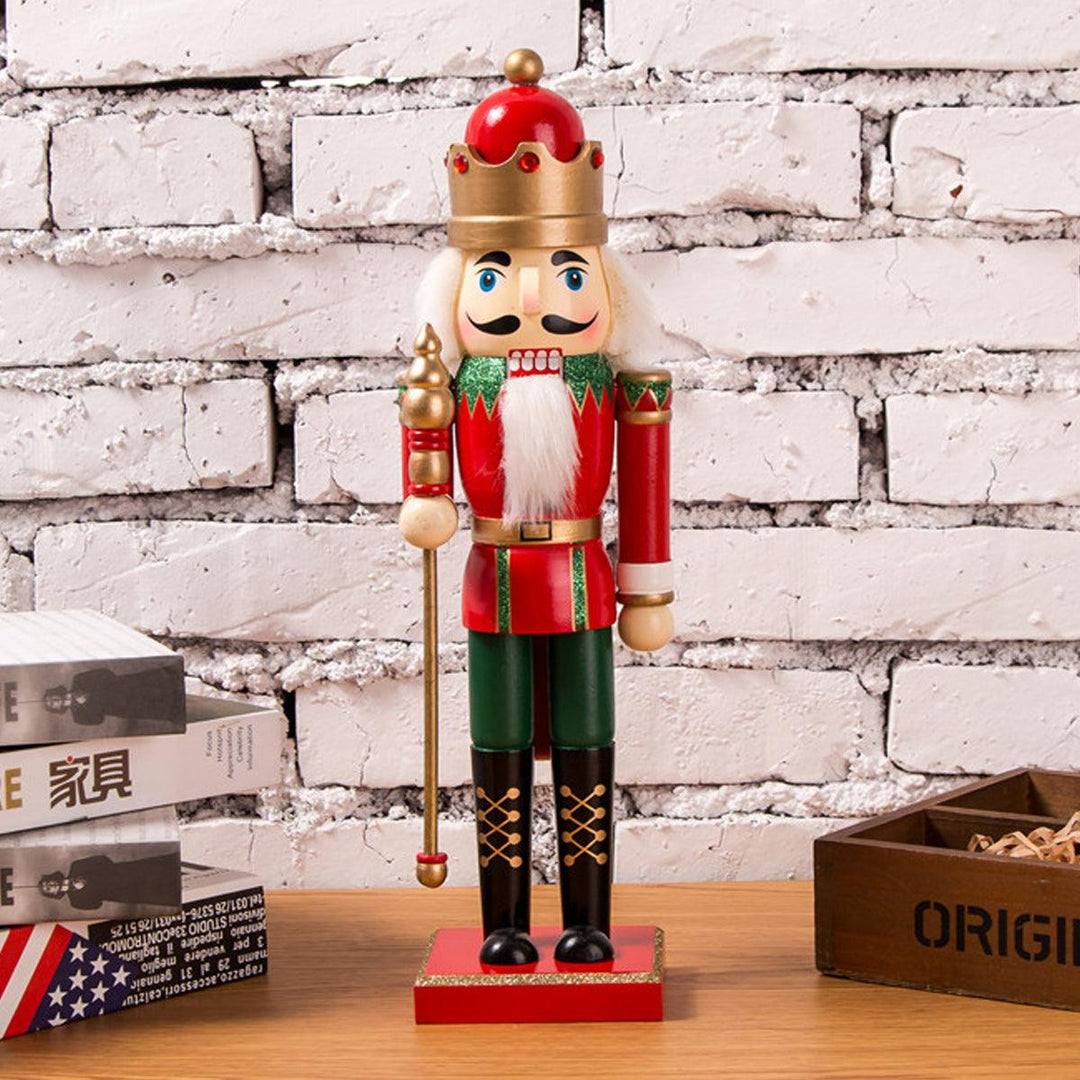 35cm Wooden Nutcracker Doll Soldier Vintage Handcraft Decoration Christmas Gifts - MRSLM