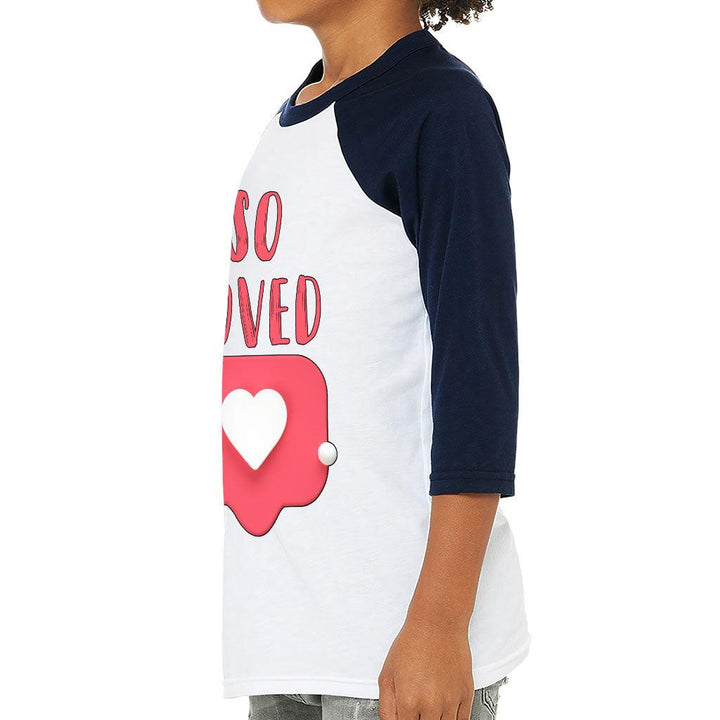So Loved Kids' Baseball T-Shirt - Cute 3/4 Sleeve T-Shirt - Heart Print Baseball Tee - MRSLM
