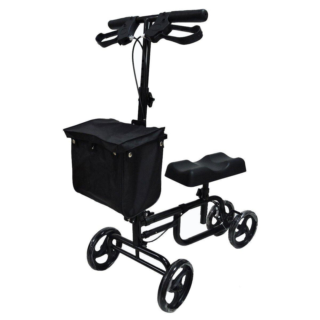 Mobility Knee Walker Scooter Roller Crutch Leg Steerable Foldable Black - MRSLM