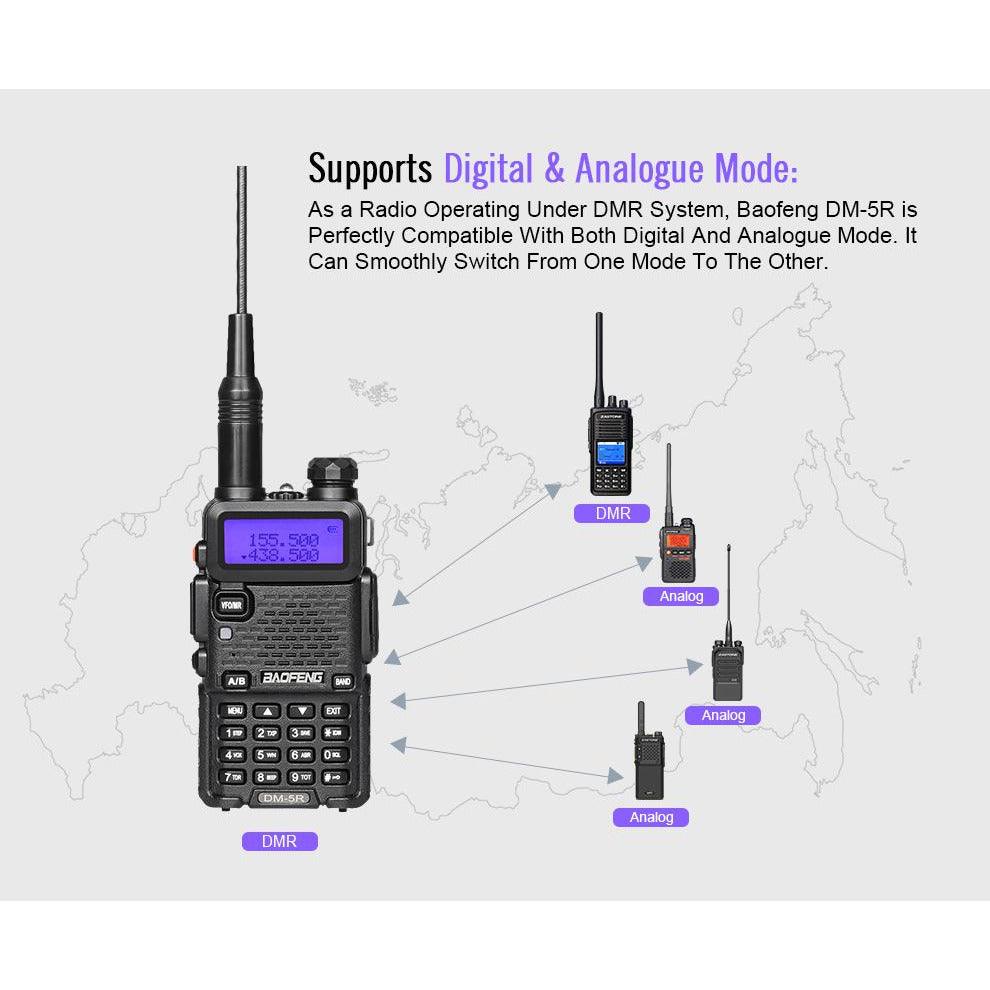 BAOFENG DM-5R Intercom Walkie Talkie DMR Digital Radio UV5R Upgraded Version VHF UHF 136-174MHZ/400-480MHZ - MRSLM