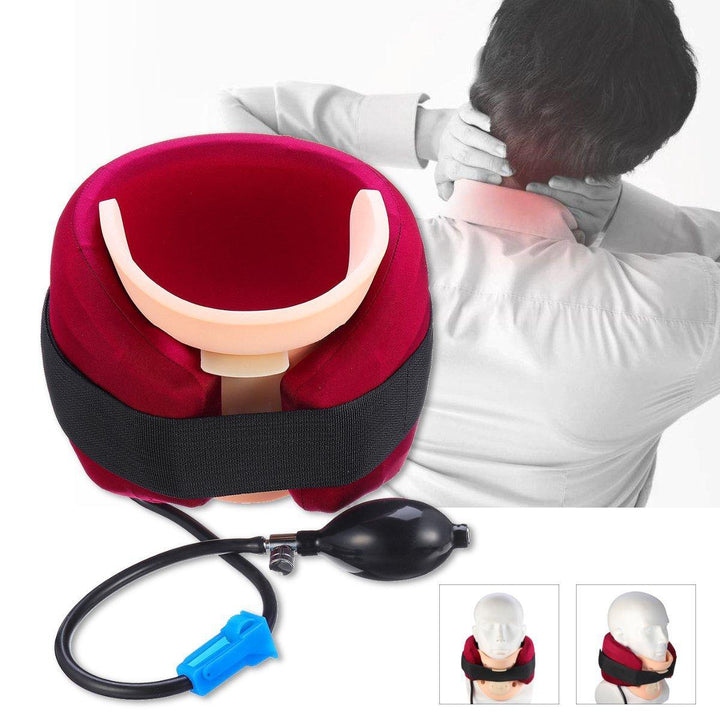 Inflatable Neck Relief Traction Cervical Collar Brace Support Stretcher Device - MRSLM