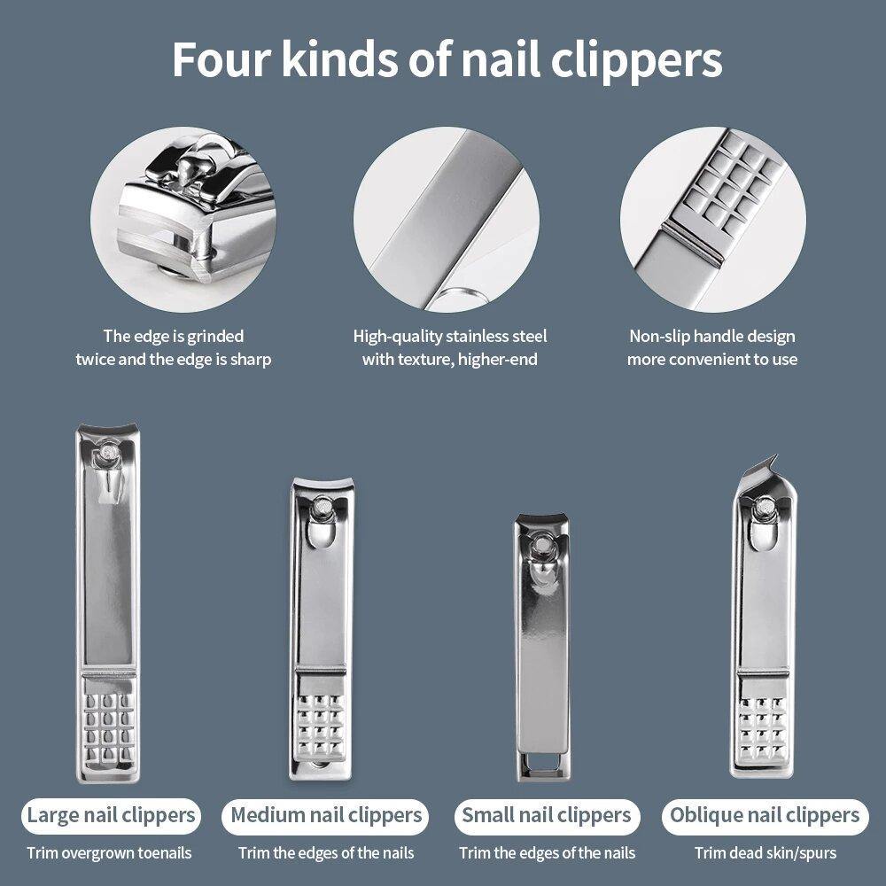 11/26 Pcs Nail Clipper Manicure Set Stainless Steel Nail Cutter Scissor Cuticle Nipper Nail Tools Set - MRSLM