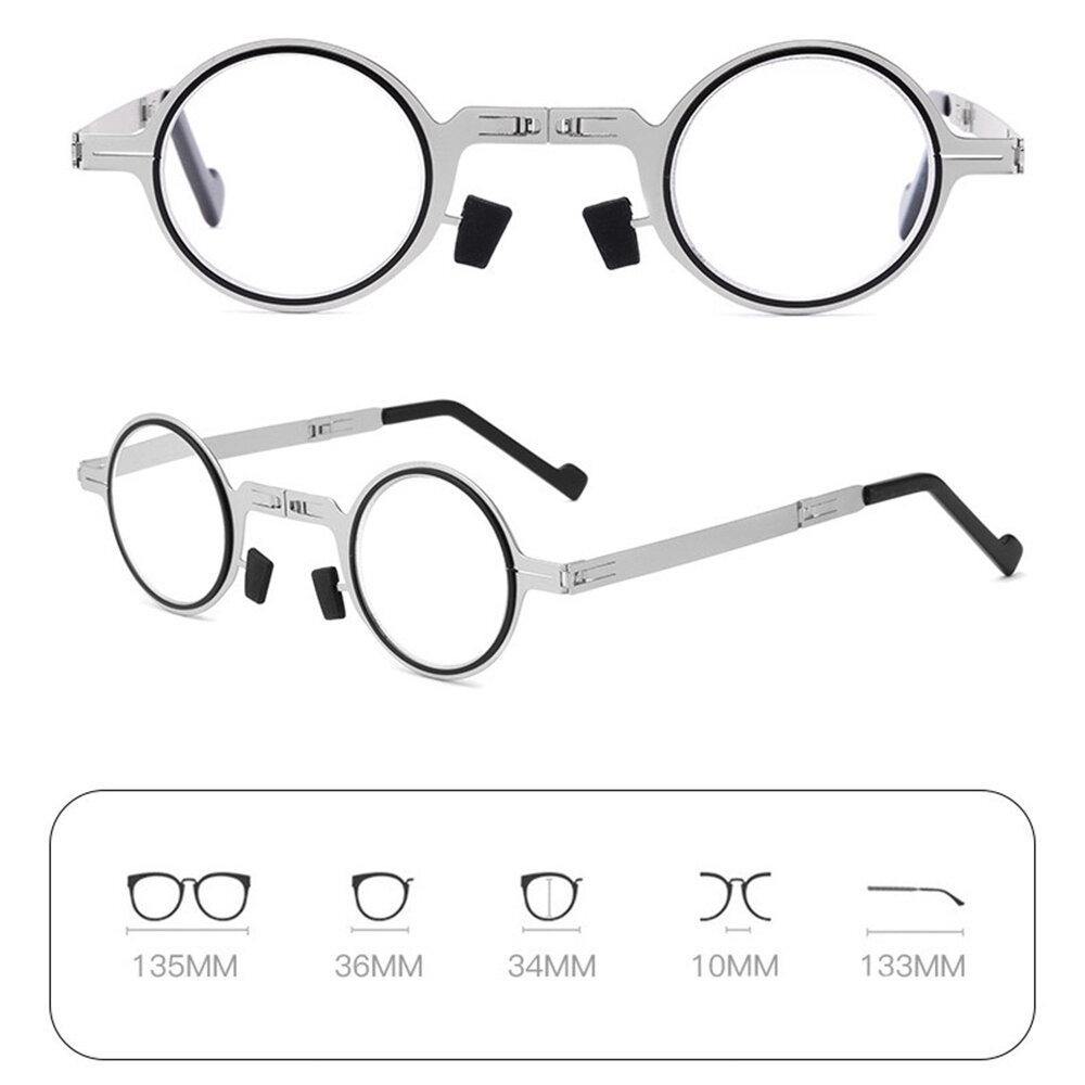 Round Reading Glasses Blocking Blue light Glasses Reader Foldable Ultra Thin Paper Glasses Metal Eyeglasses for Men Women - MRSLM