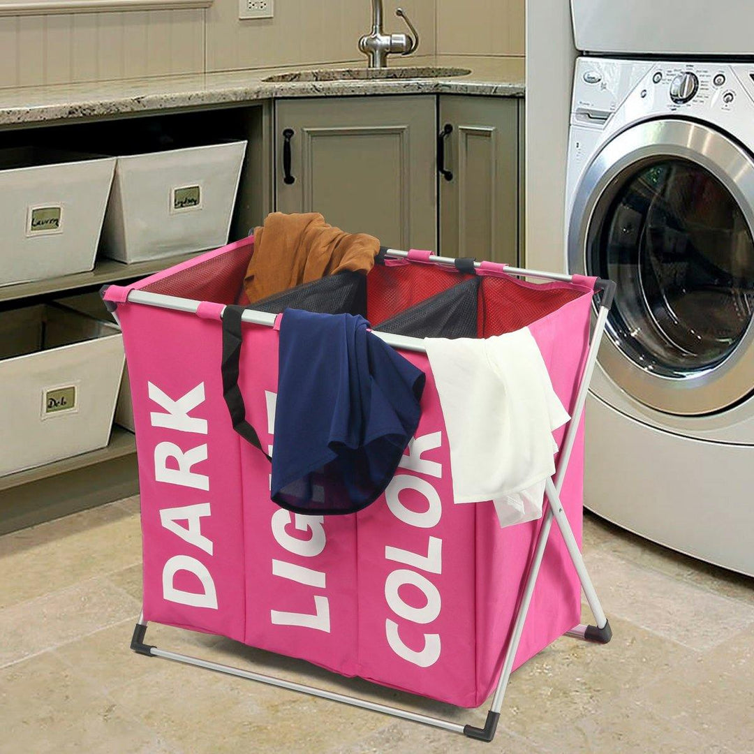 Cloth Lattice Laundry Basket Three Dirty Clothes Home Furnishing Lint Dirty Clothes Storage Baskets - MRSLM