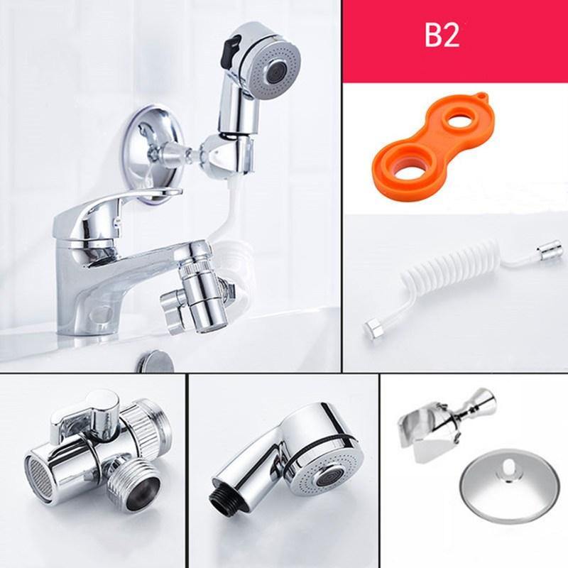 9 Types Bathroom Wash Face Basin Water Tap External Shower Head Toilet Hold Filter Flexible Hair Washing Faucet Rinser Extension Set - MRSLM