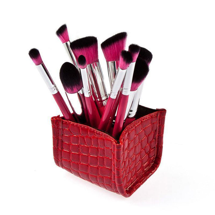 3 Colors Crocodile Skin Brush Storage Cosmetic Bag Case Pen Holder Solid Organizer - MRSLM
