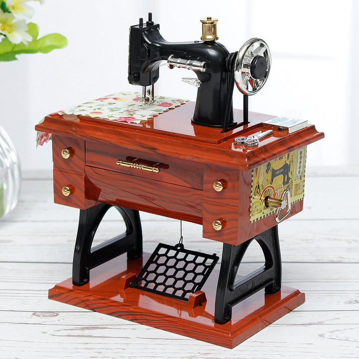Retro Vintage Music Box Mini Sewing Machine Birthday Kids Gift Table Desk Decor - MRSLM