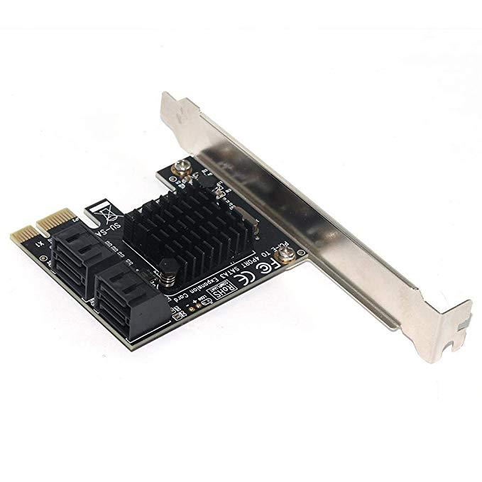 SSU SA3014 PCI-E to 4 Ports SATA 3.0 6Gbps Controller Card with Heat Sink Expansion Adapter Board for Mining BTC - MRSLM