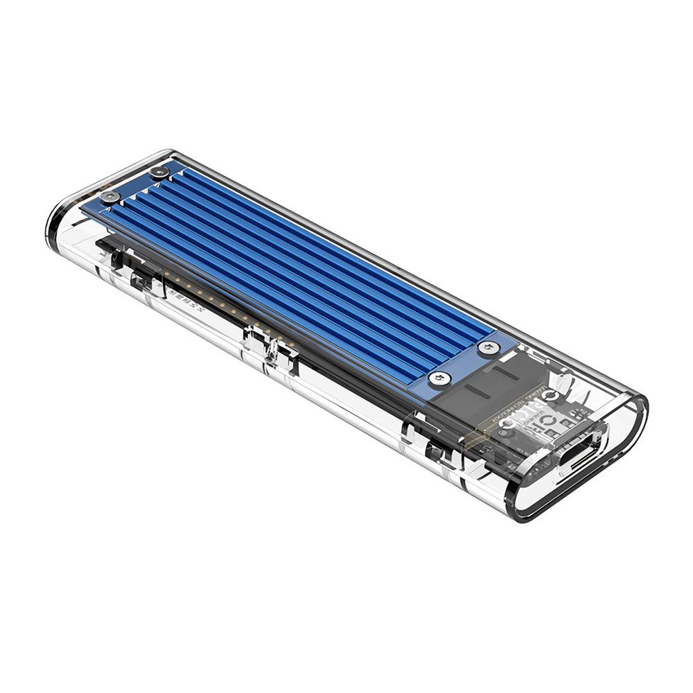 ORICO TCM2M-C3 NVMe M.2 SSD HDD Enclosure 10Gbps USB3.1 Solid State Drive Enclosure Transparent Case Hard Drive Disk Base (Blue) - MRSLM