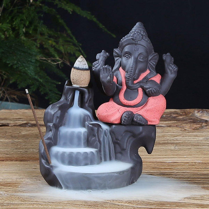 India Elephant God Ganesha Backflow Incense Burner Censer Holder Room Decor Gift - MRSLM