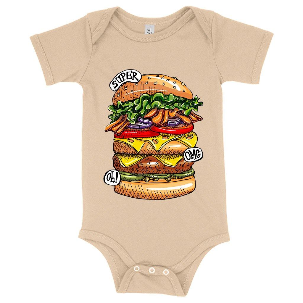 Baby Jersey Burger Onesie - Cool Food Onesies - MRSLM