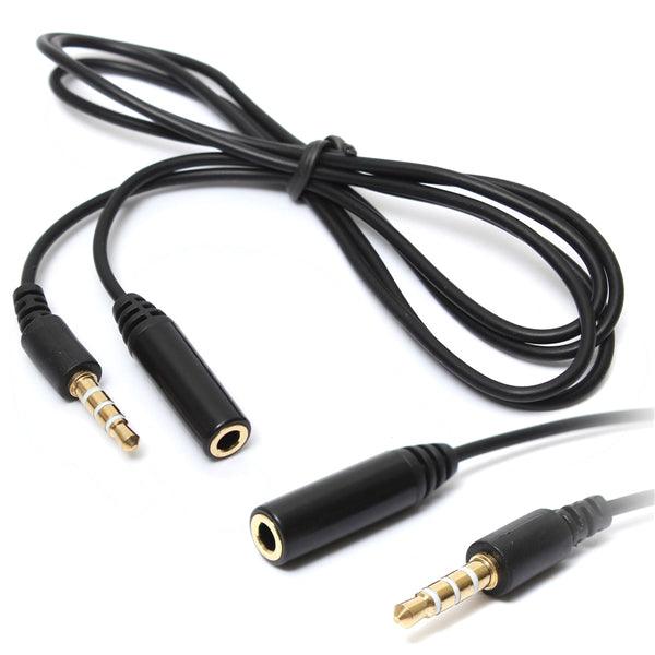 3.5mm 4 Pole Jack Male to Female Earphone Headphone Audio Extension Cable 1M 3Feet - MRSLM