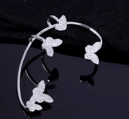 Full Diamond Butterfly Earrings Female Temperament Without Pierced Super Fairy - MRSLM