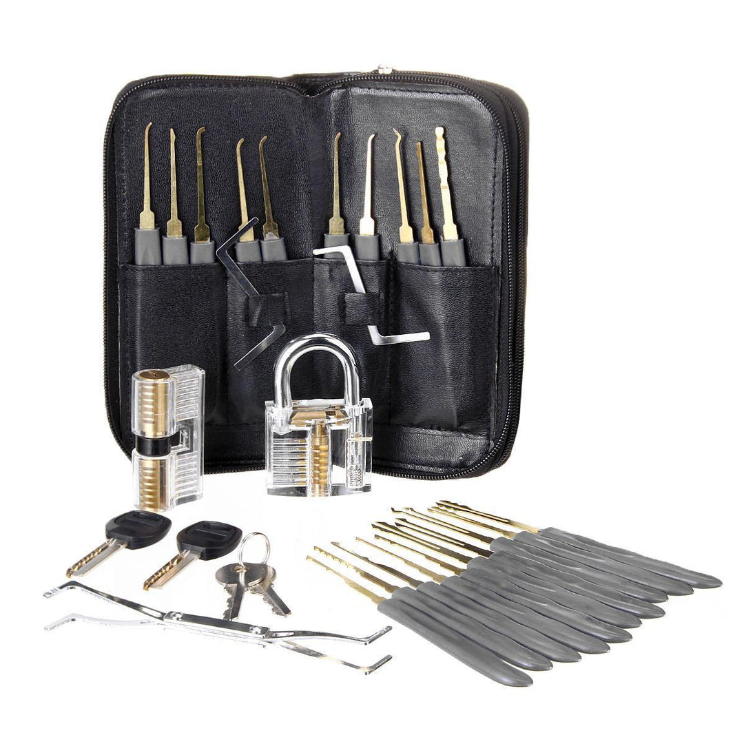 26PCS Locksmith Tools Practice Transparent Lock Kit With Broken Key Extractor Wrench Tool Removing Hooks Hardware Lock Picks - MRSLM