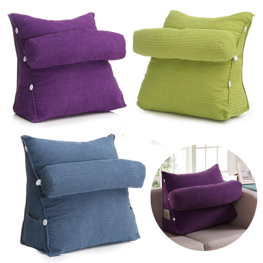 Adjustable Pearl Wool Back Wedge Pillow Reading Bedrest Rest Support Thwartwise Pain Relief Cushion - MRSLM