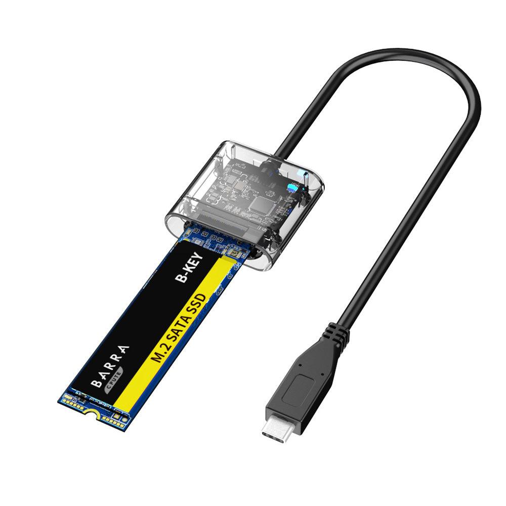 AODUKE JMS578 SSD Solid State SATA M.2 NGFF External Hard Drive Enclosure USB3.1 GEN1 Transparent Mobile Hard Disk Box with Type-C Cable DM201SC - MRSLM