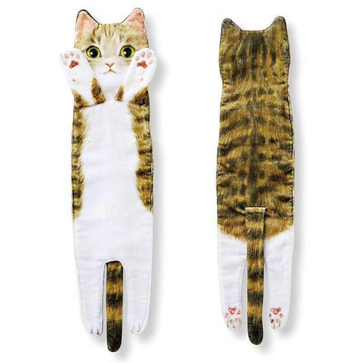Cat Hand Towels Long Cat Shape Wipe Handkerchiefs Bath Towels For Bathroom Kitchen - MRSLM