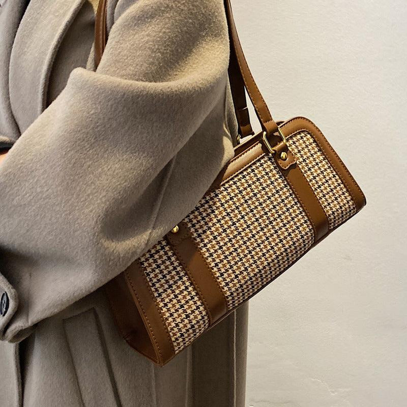 houndstooth PU shoulder bag, view 3 - MRSLM