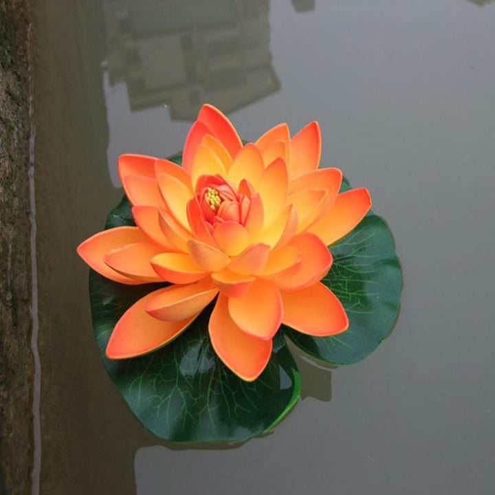 18cm Floating Artificial Lotus for Aquarium Fish Tank Pond Water Lily Lotus Flower Home Decorations - MRSLM