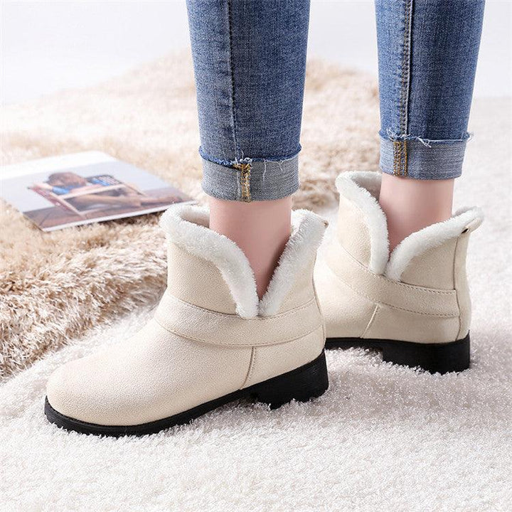 Thick And Warm Round-toe Thick-heel Low-top Cotton Boots - MRSLM
