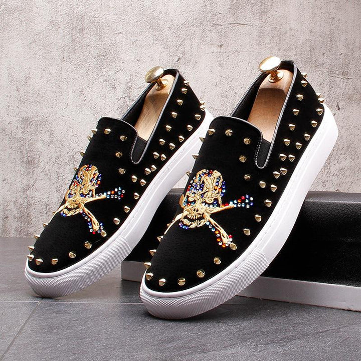 Hong Kong Trendy Brand European And American Trendy Men's Loafers Summer Fashion Personality Skull Casual Shoes Pedal Shoes Male Lazy - MRSLM