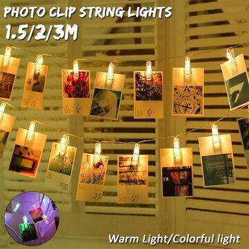 Romantic 5/10/20/30 LED 1.5/2/3M LED Photo Clip String Light Photo Clips for Christmas Wedding Dorm Bedroom Decor - MRSLM
