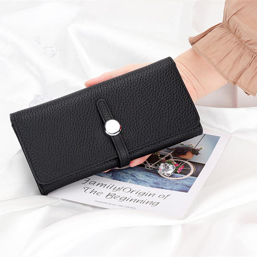 Women's Leather Long Wallet With Large Capacity Folding - MRSLM