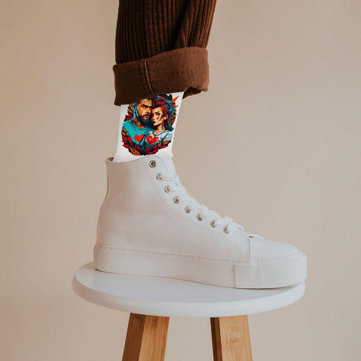 Romantic Shirt Socks - Bright Novelty Socks - Colorful Crew Socks - MRSLM