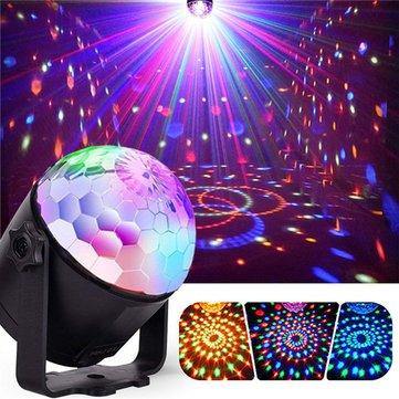 7W RGBYW Voice Activated Remote Control LED Crystal Magic Ball Stage Light for Bar Show AC100-240V - MRSLM