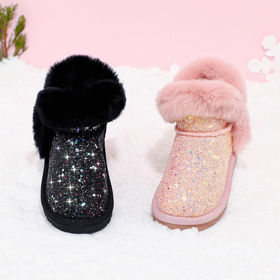 Girls Snow Boots Children's Shoes Baby Thickening And Velvet Cotton - MRSLM