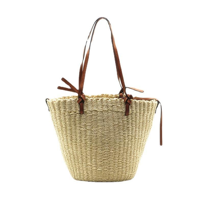 Women's One Shoulder Straw Cylindrical Bag - MRSLM