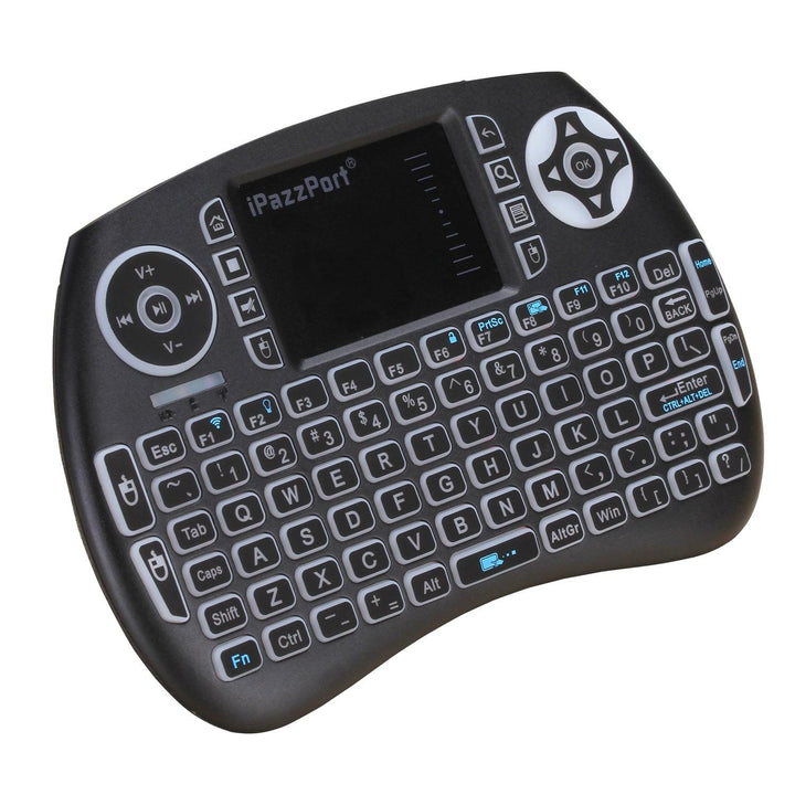 iPazzPort KP-810-21BTL Wireless bluetooth Backlit Multi-language Black Mini Keyboard Air Mouse for TV Box PC Smartphone - MRSLM