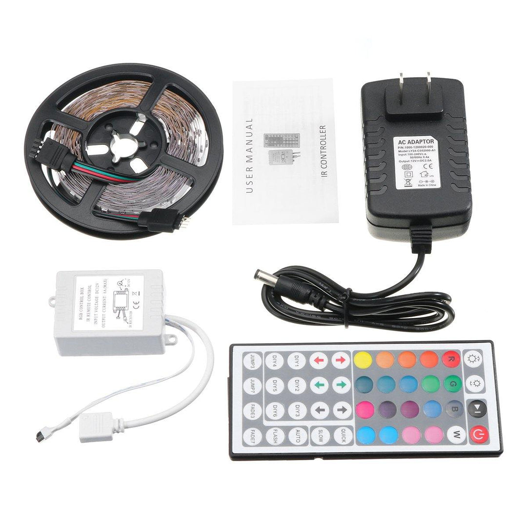 5M RGB 3528SMD Not-waterproof LED Strip Lights + 44 Keys Remote Control US EU Power DC12V - MRSLM