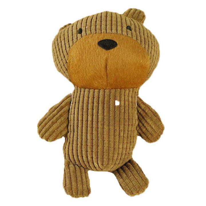 Short Plush Pet Dog Toy Bear Shaped Chew Squeaky Toys for Puppy Animal Playing Stuffed Pet Toys - MRSLM