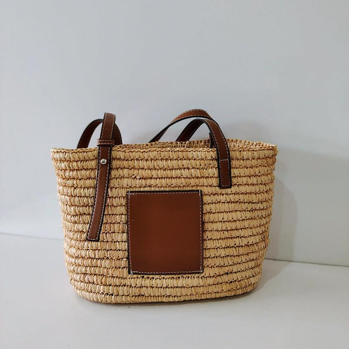 Hand-knitted Straw Woven Bag For Women's Fashion Bucket Beach - MRSLM