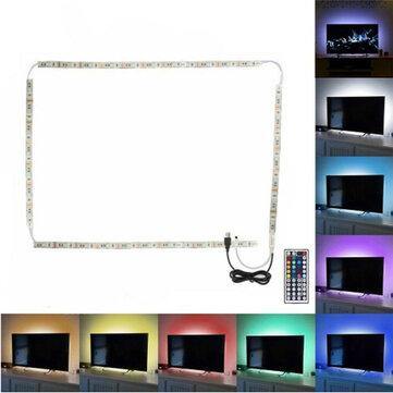 2*50cm+2*100cm USB LED Strip Light TV Backlight 5050 RGB Color Changing Lamp+24Keys/44Keys Remote Control - MRSLM