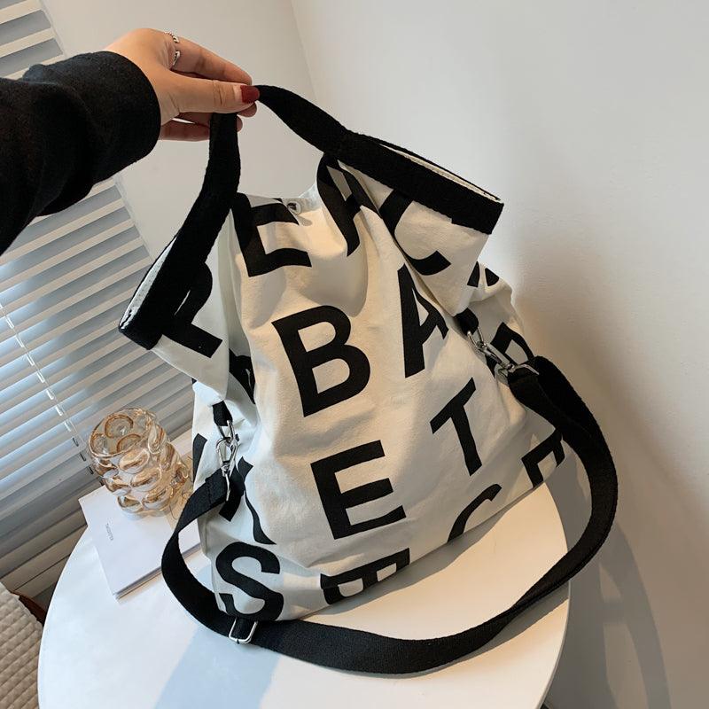 Large canvas letter tote bag, view 7 - MRSLM